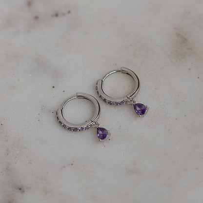 Amethyst Teardrop Hoops