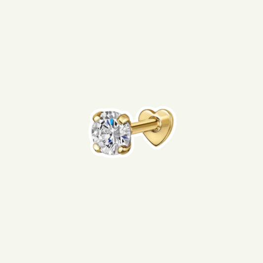 Cubic Zirconia Double Sided Heart Back Labret Stud