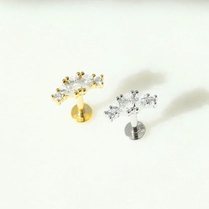 Curved Cluster Flat Back Stud
