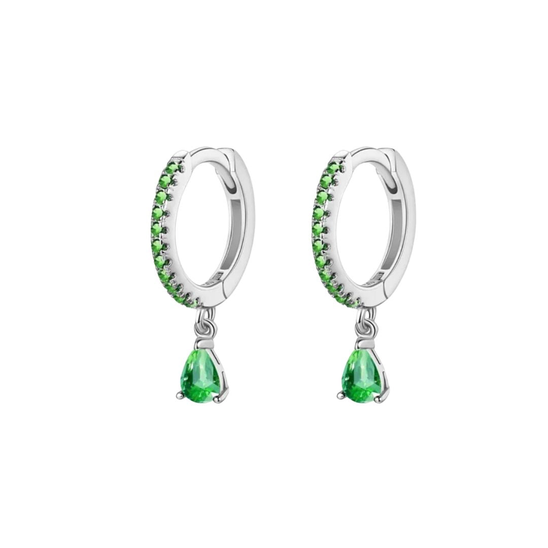 Emerald Teardrop Pave Hoop