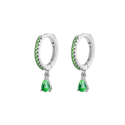 Emerald Teardrop Pave Hoop