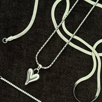 Silver Herringbone Chain Necklace