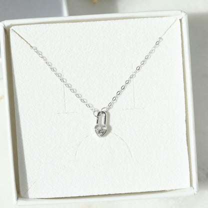 Heart Padlock Charm Necklace