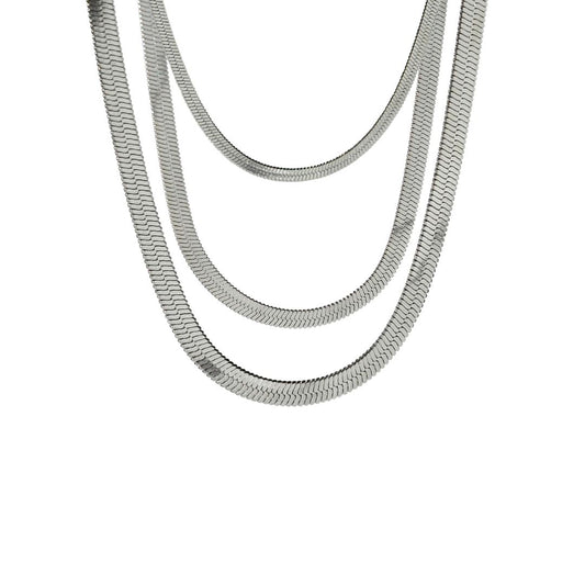 Silver Herringbone Chain Necklace