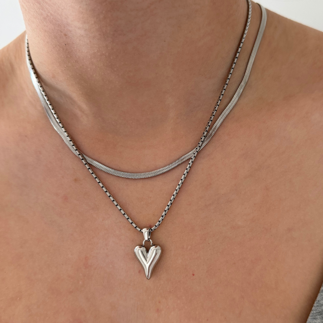 Silver Herringbone Chain Necklace