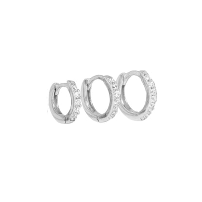 Silver Huggie Pave Hoops