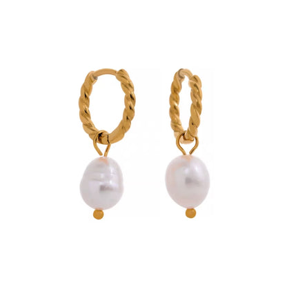 Twisted Rope Pearl Huggies
