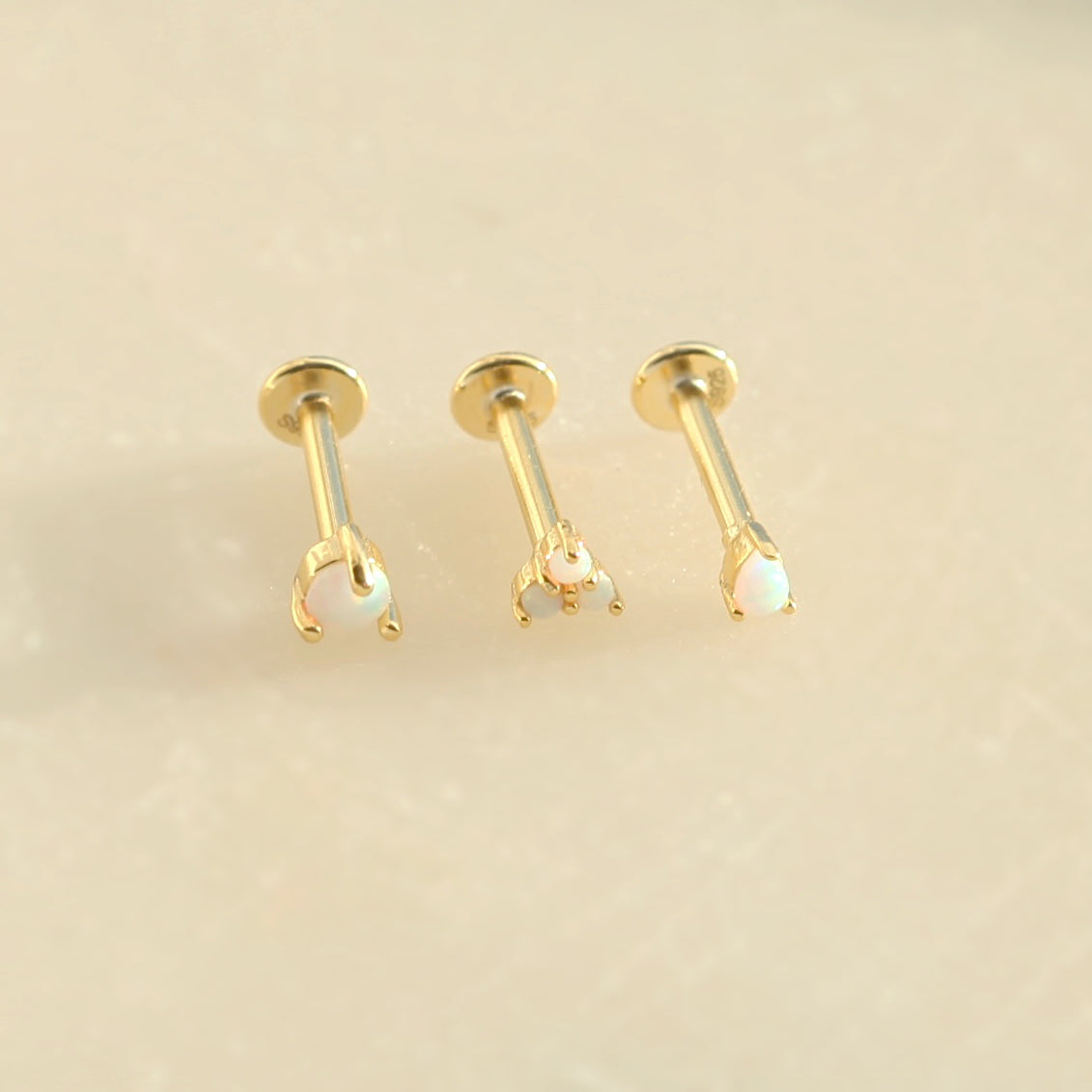 Gold Opal Labret Studs