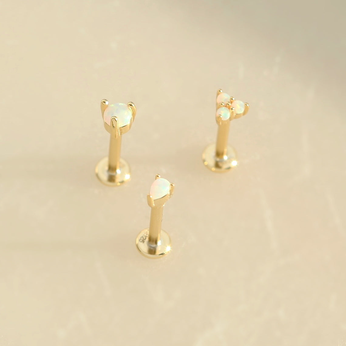 Gold Opal Labret Studs