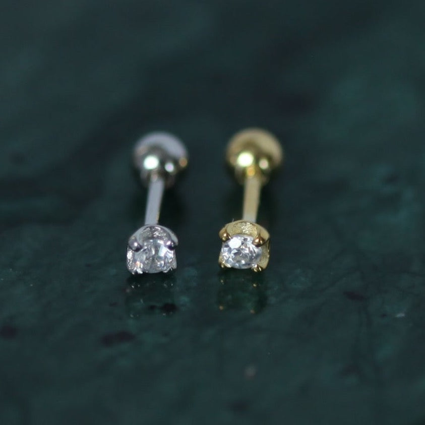 Tiny Sterling Silver Barbell Stud