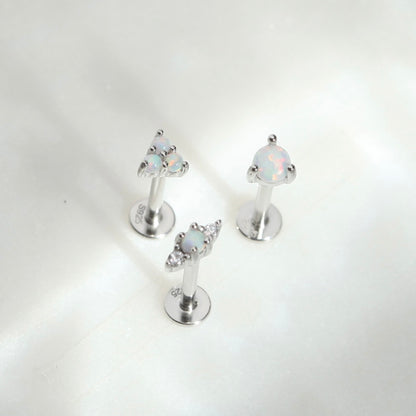 Silver Opal Labret Studs